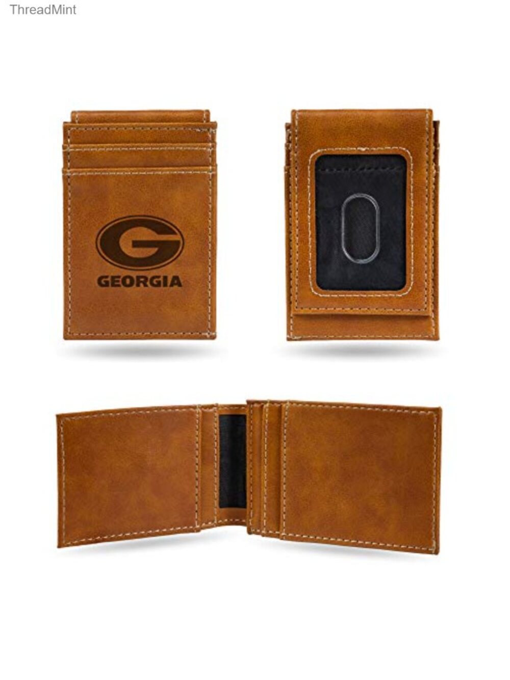 Laser Engraved NCAA Front Pocket Wallet Faux Leather Slim Compact